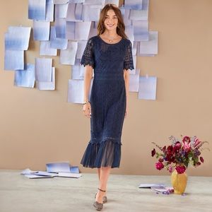 Sundance Midnight Galery Midi Lace Dress Sz 12